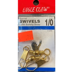 Eagle Claw Barrel Swivels w/ Safety Snap