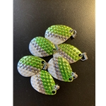Silver Diamond Lime White Slant w/ Clip N Spin Clevis Sz3 6ct