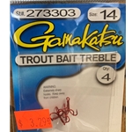 Gamakatsu Trout Bait Treble Hooks Red