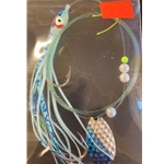 R&K Blue Tinsel Squid Spinner Double Hooks 4 1/2"