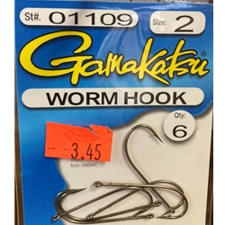 Gamakatsu WormHook Nickel Size 2 Qty6
